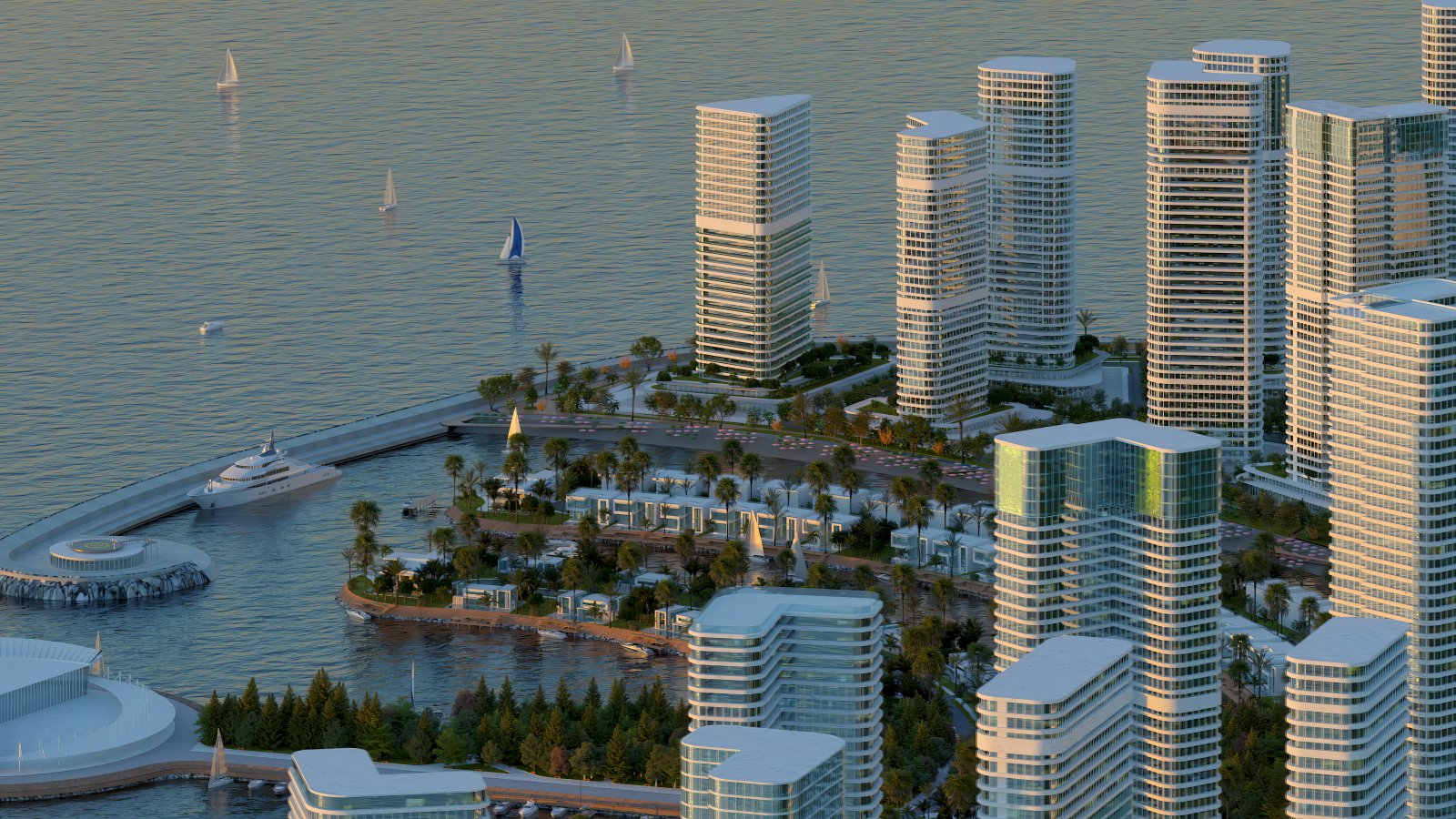 Isola degli Ambasciatori Batumi, proprietà di investimento di lusso sul waterfront in Georgia, Batumi – Appartamento premium con 2 camere da letto e vista panoramica sul mare e sull'isola