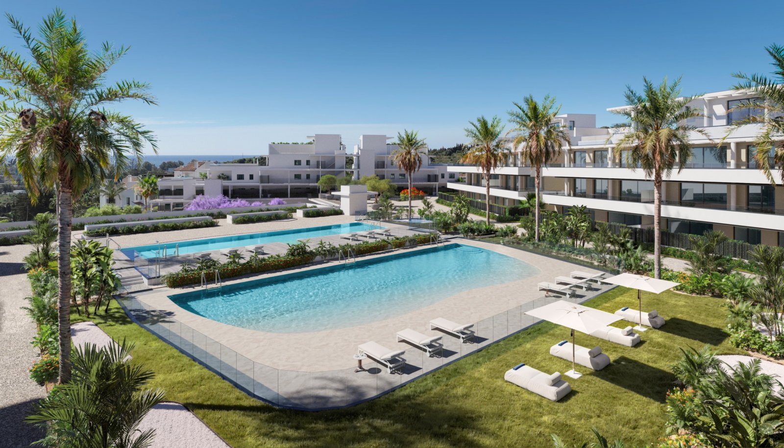 Moderne Apartments mit Meerblick, 2 km vom Strand entfernt, Estepona