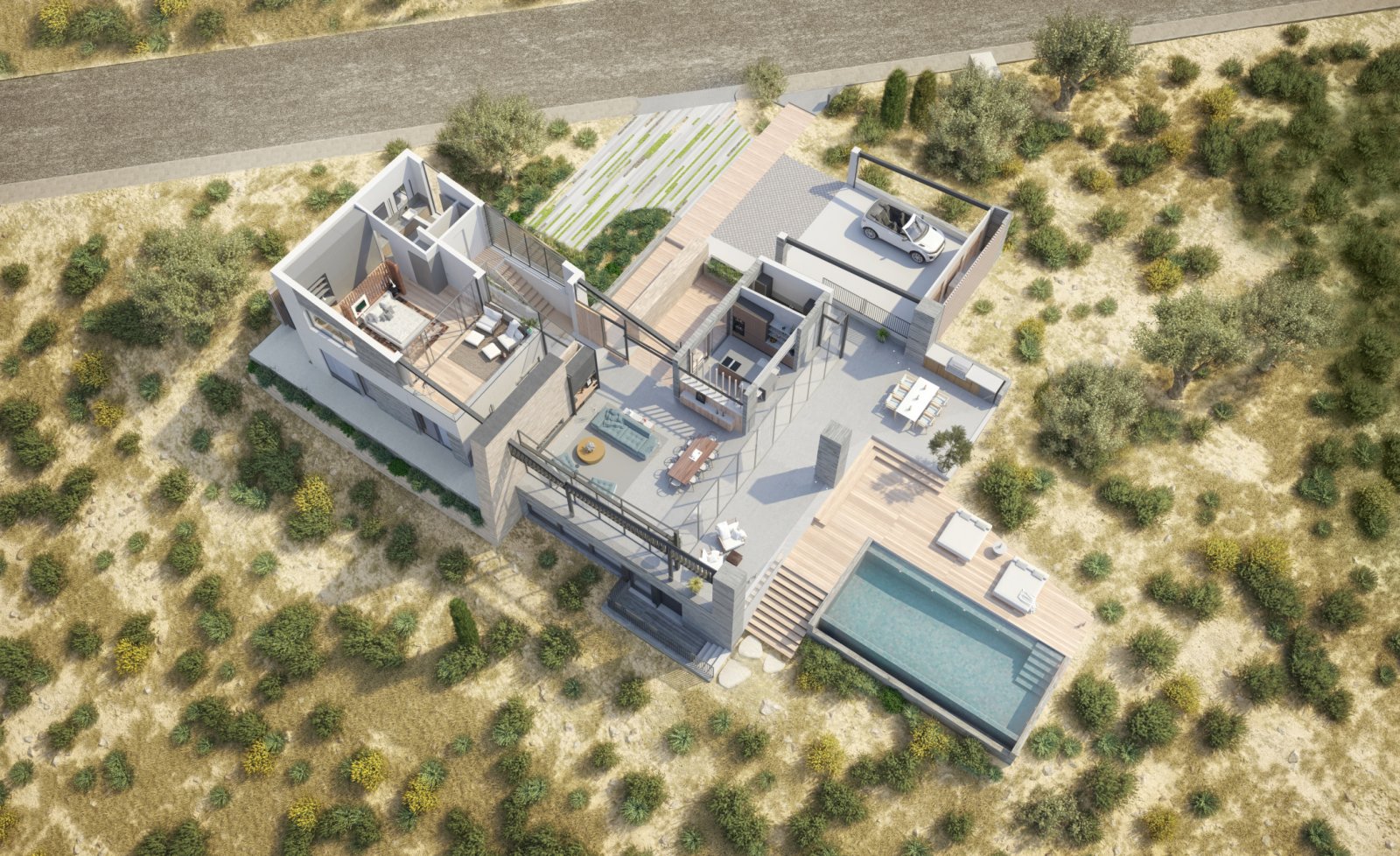 Luxuriöse Villa mit großem Grundstück und Pool am Golfplatz mit Meerblick