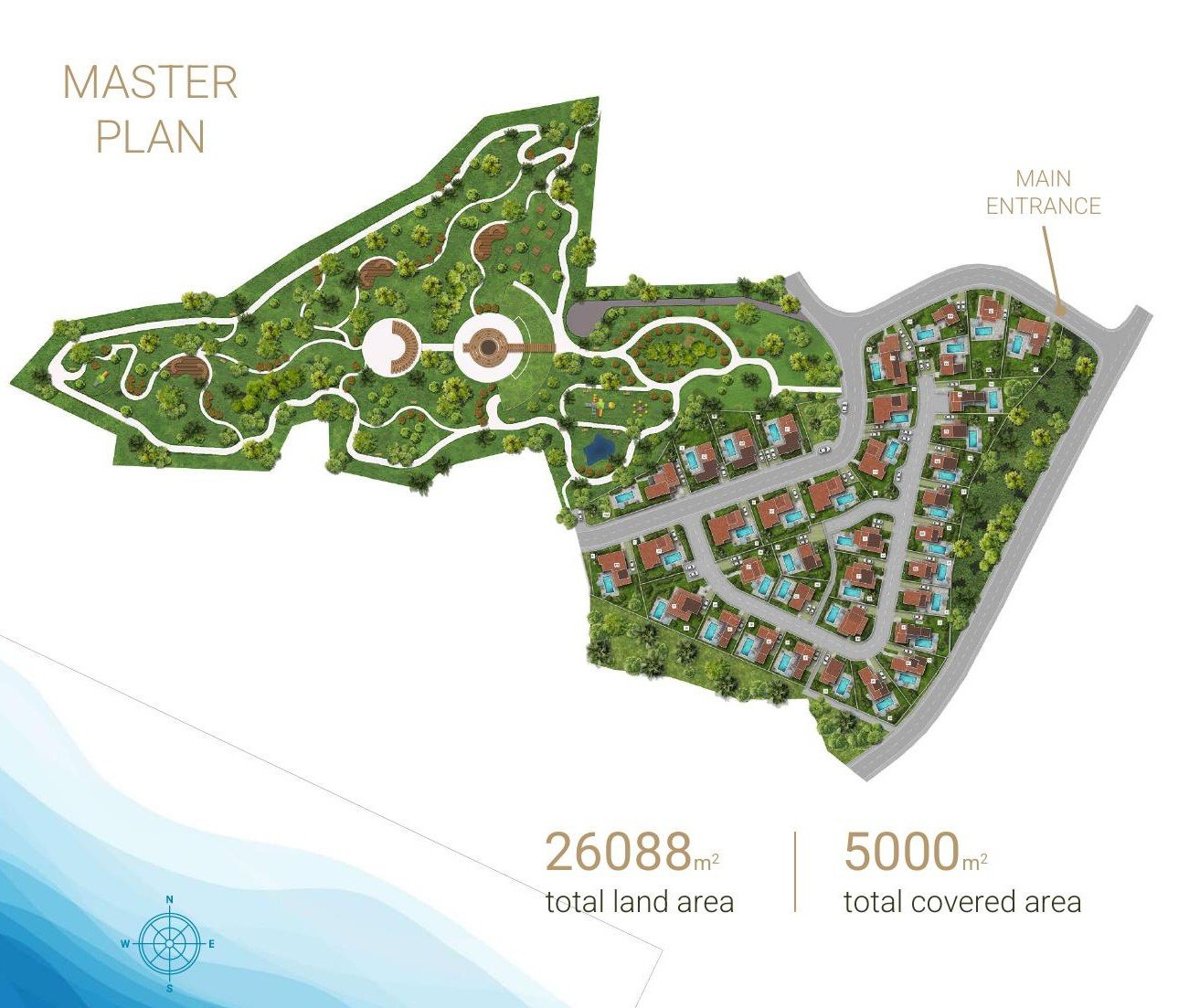 Villa mit drei Schlafzimmern, zwei Badezimmern, Swimmingpool in einem renommierten, preisgekrönten Projekt, großes Grundstück