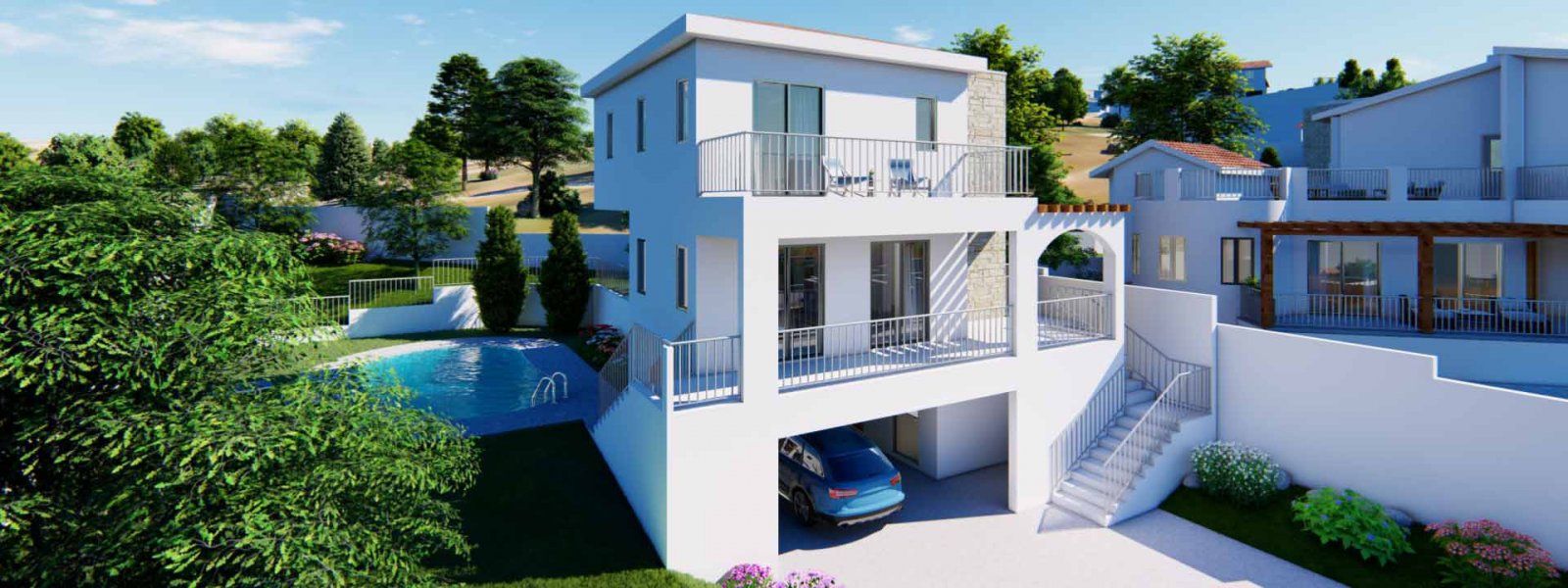 Luxuriöse Villa mit Pool und Meerblick auf großem Grundstück