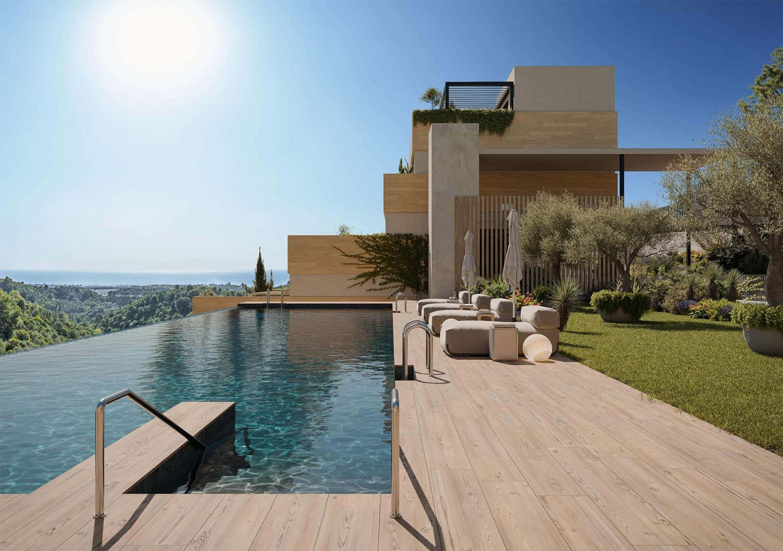 Exklusive Apartments am Pool, moderner Komplex, Málaga