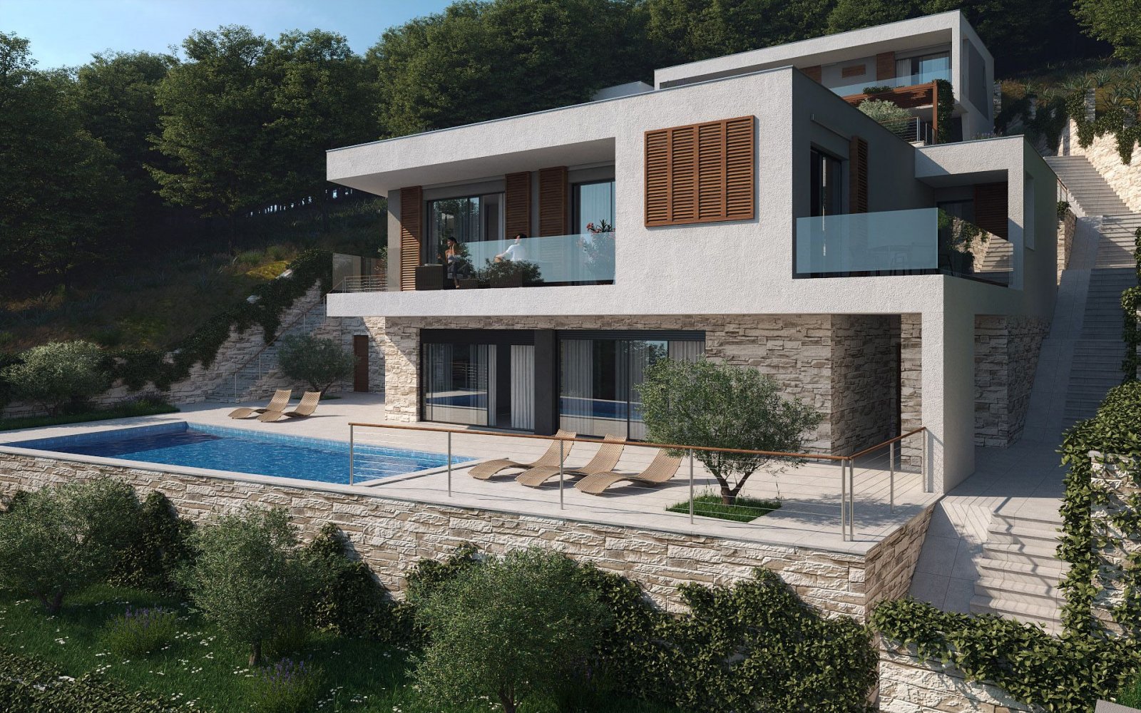 Baugrundstücke mit einem Projekt von zwei Luxusvillen mit Meerblick, Omiš