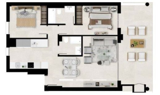 Erdgeschosswohnung mit 2 Schlafzimmern und einer 57 m² großen Terrasse in der Nähe des Golfplatzes La Cala, Mijas, Spanien