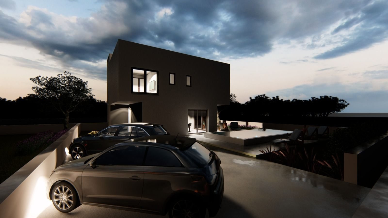 Neues Haus mit Pool und Dachterrasse, 500 m vom Meer entfernt, Vir, Kroatien
