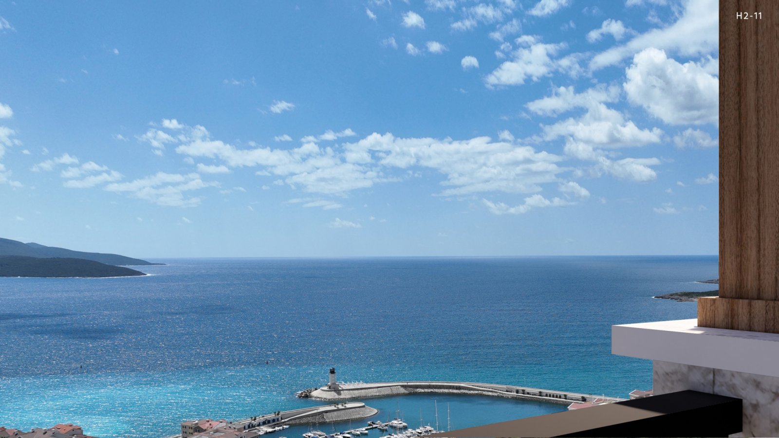 Wunderschönes, nach Süden ausgerichtetes Apartment mit freiem Meerblick in Horizon, Bucht von Luštica