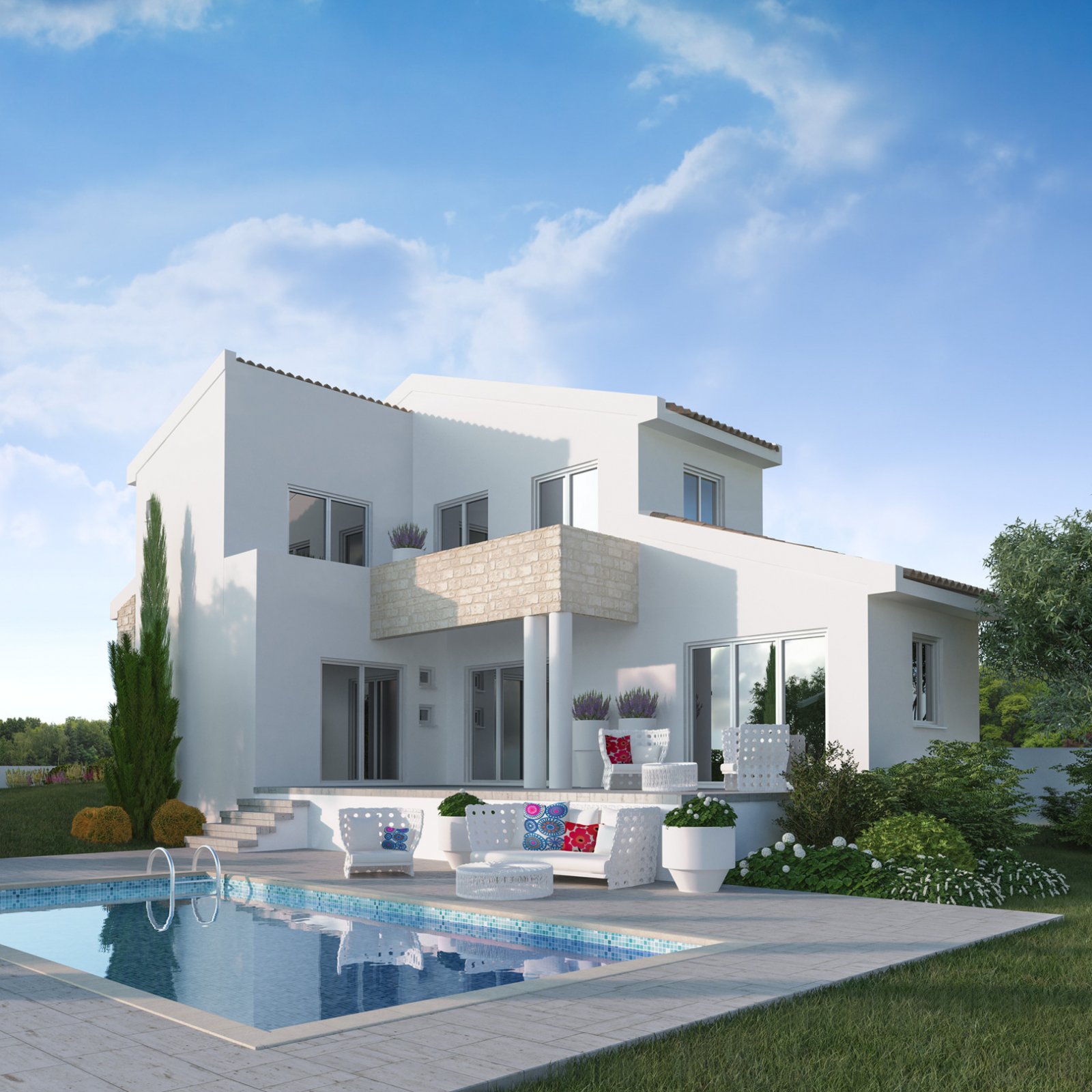Villa mit drei Schlafzimmern, zwei Badezimmern, Swimmingpool in einem renommierten, preisgekrönten Projekt, großes Grundstück