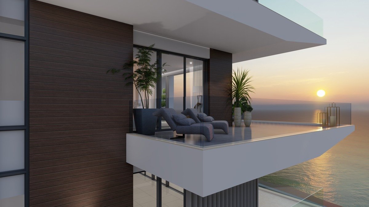 Przestronny apartament 2+1 z dużym tarasem w pierwszej linii od morza