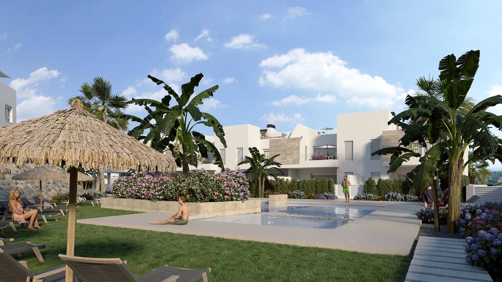 Nowoczesny apartament z basenem i ogrodem, Algorfa