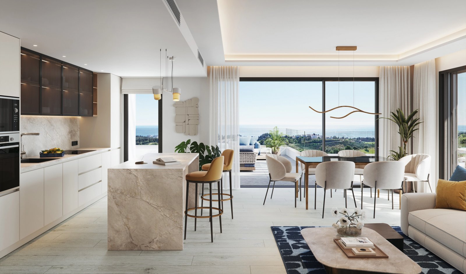 Nowoczesne apartamenty, widoki na morze i blisko pola golfowego Las Lagunas de Mijas