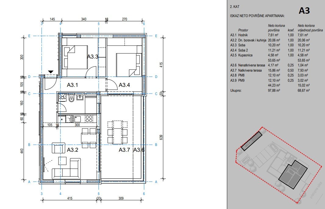 Luksusowy apartament typu penthouse z panoramicznym widokiem na morze, nowy budynek, Novalja