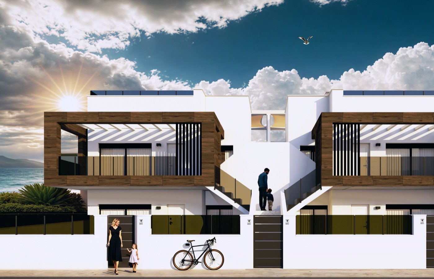 Nowoczesny bungalow nad morzem, wspólny basen, San Pedro del Pinatar