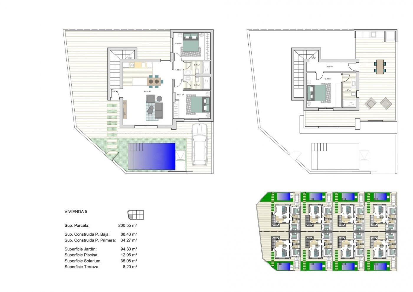 Moderne Doppelhaushälfte → Swimmingpool, Solarium und Golfplatz in der Nähe → Roldán, Torre Pacheco