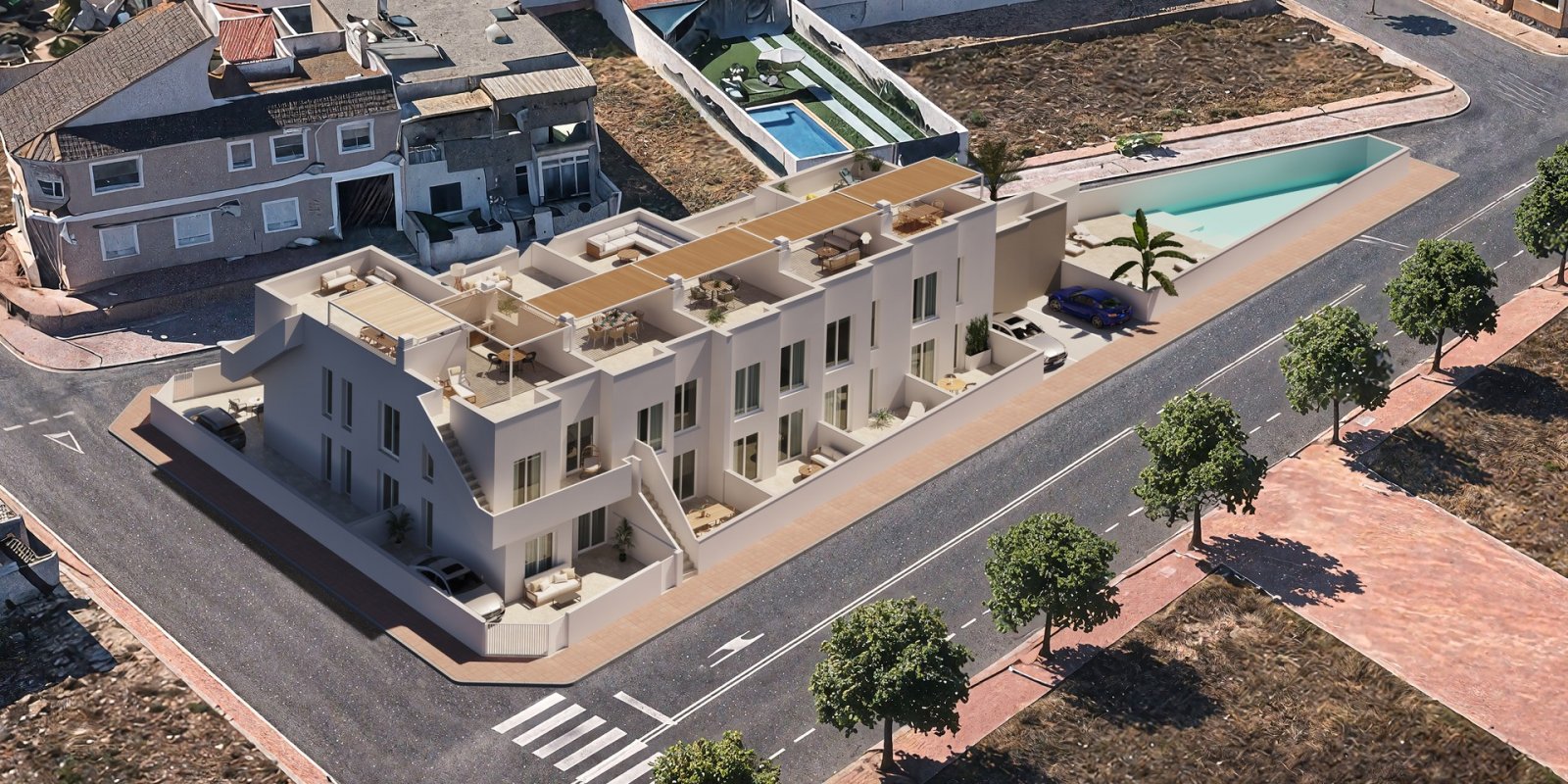 Nowoczesne bungalowy nad morzem 3 km, prywatny basen, San Pedro del Pinatar