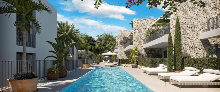 Ekskluzywny apartament z ogrodem i basenem 100 m od plaży San Telmo na Majorce