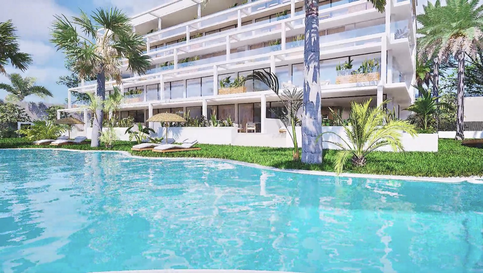 Nowoczesne apartamenty nad morzem z basenem i ogrodem, Malé Ostrovy