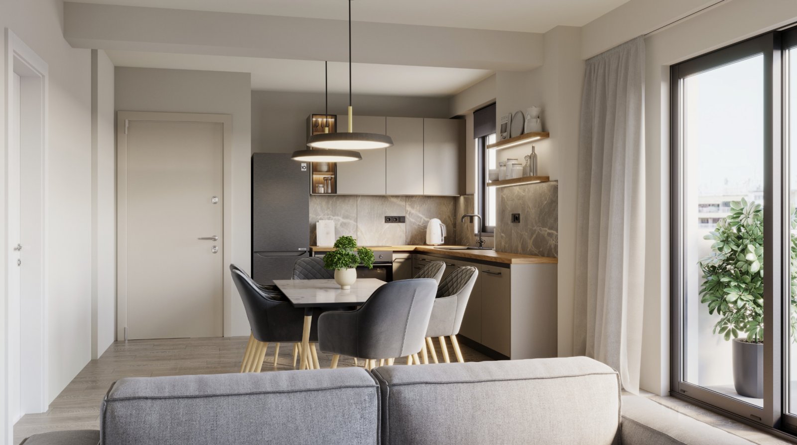 Luksusowy apartament z dwiema sypialniami przy porcie, pożądana lokalizacja, Pireus, Ateny
