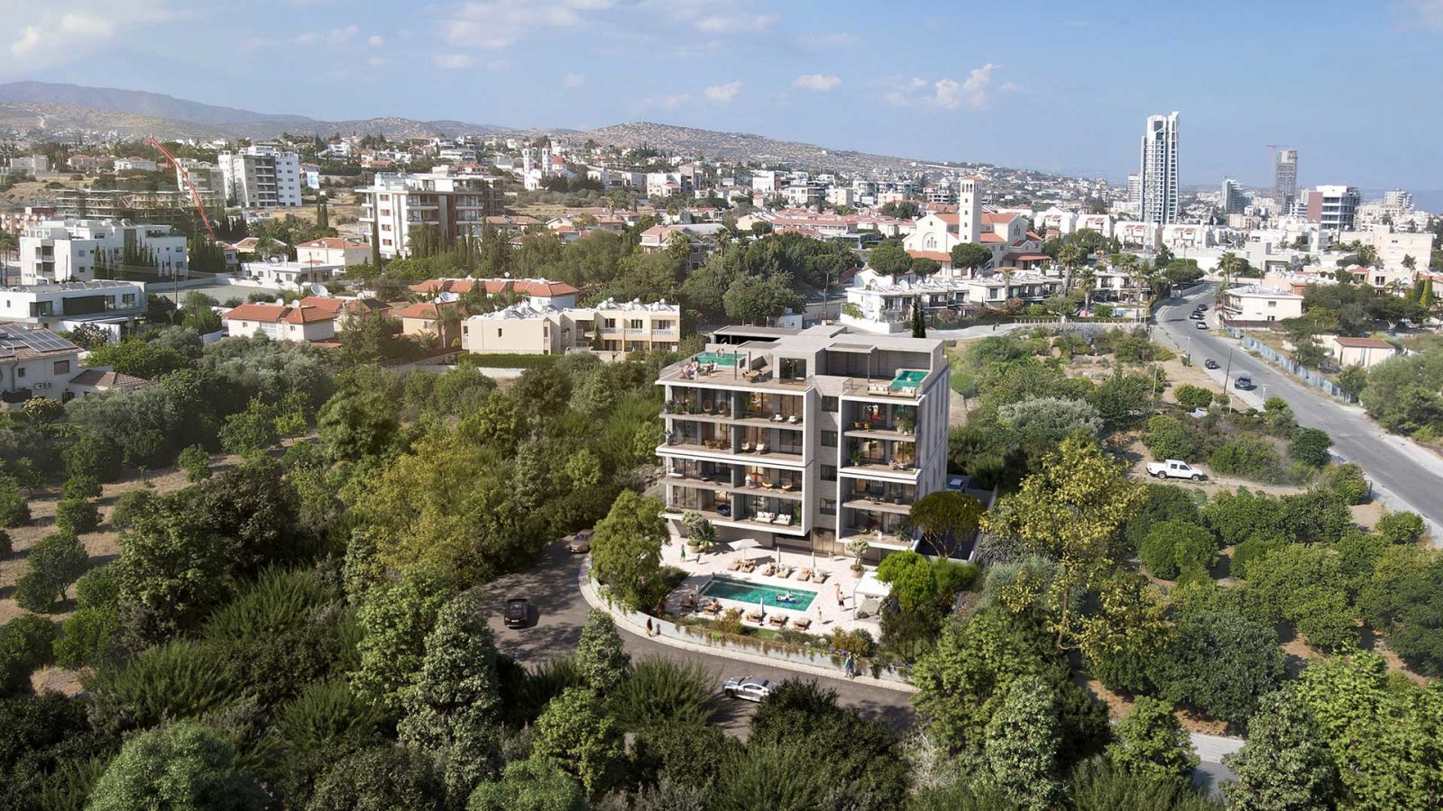 Luxuriöses Ein-Zimmer-Apartment → 500 m vom Meer entfernt, Dachterrasse → Limassol
