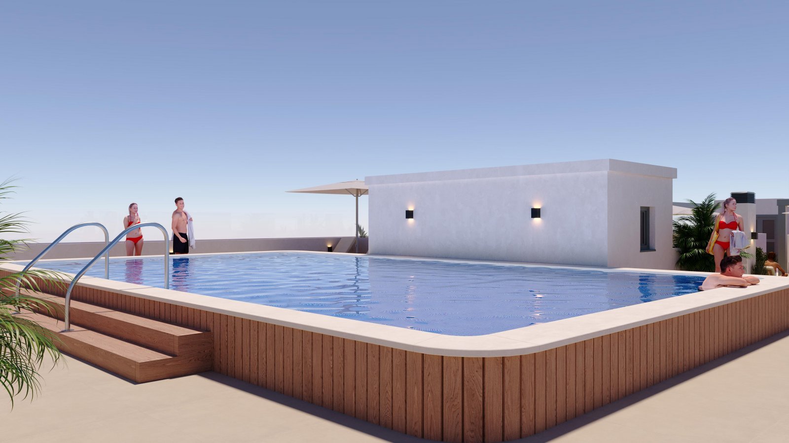 Nowoczesny apartament z ogrodem i basenem, San Miguel de Salinas