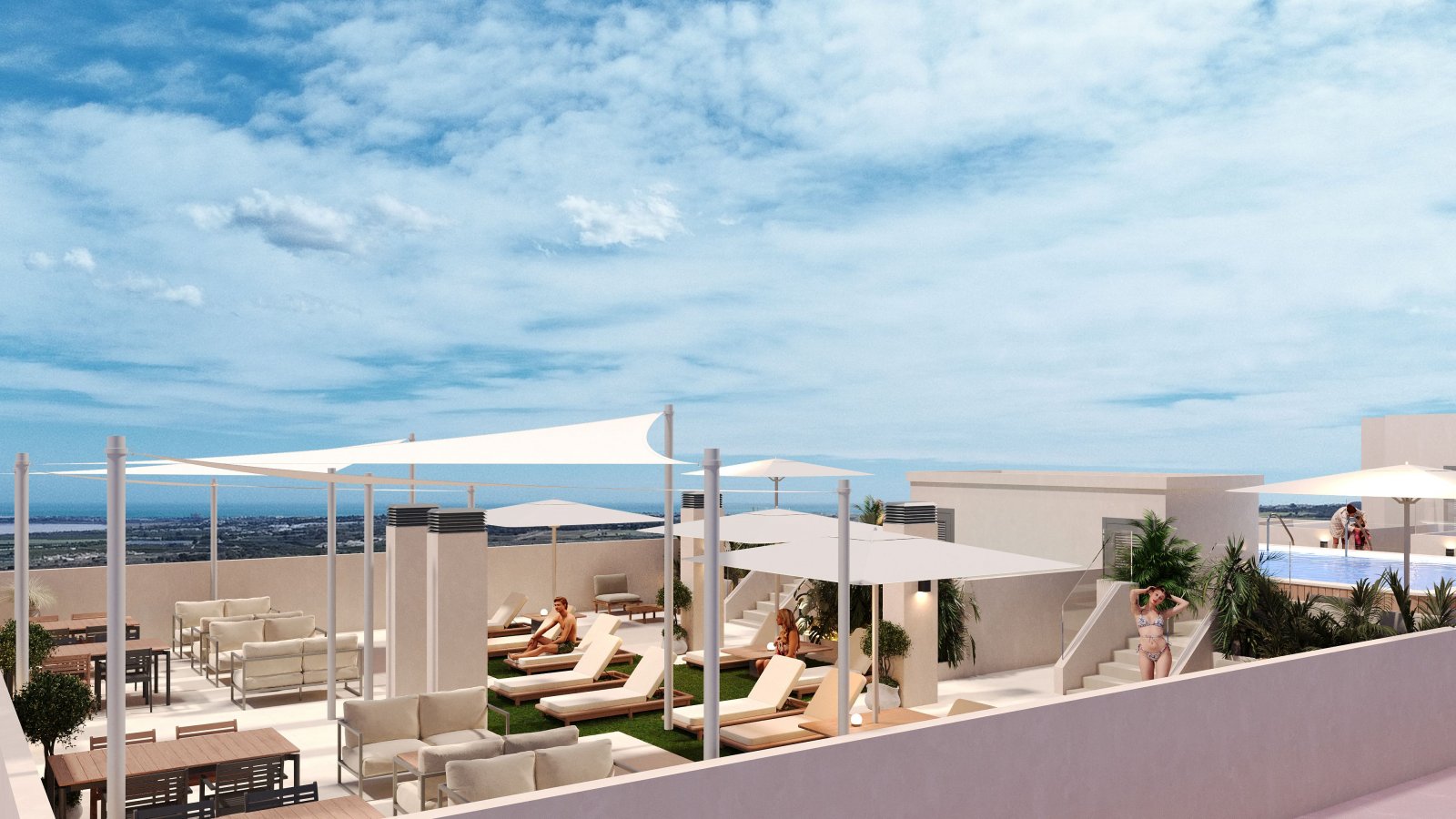 Nowoczesny apartament z ogrodem i basenem, San Miguel de Salinas