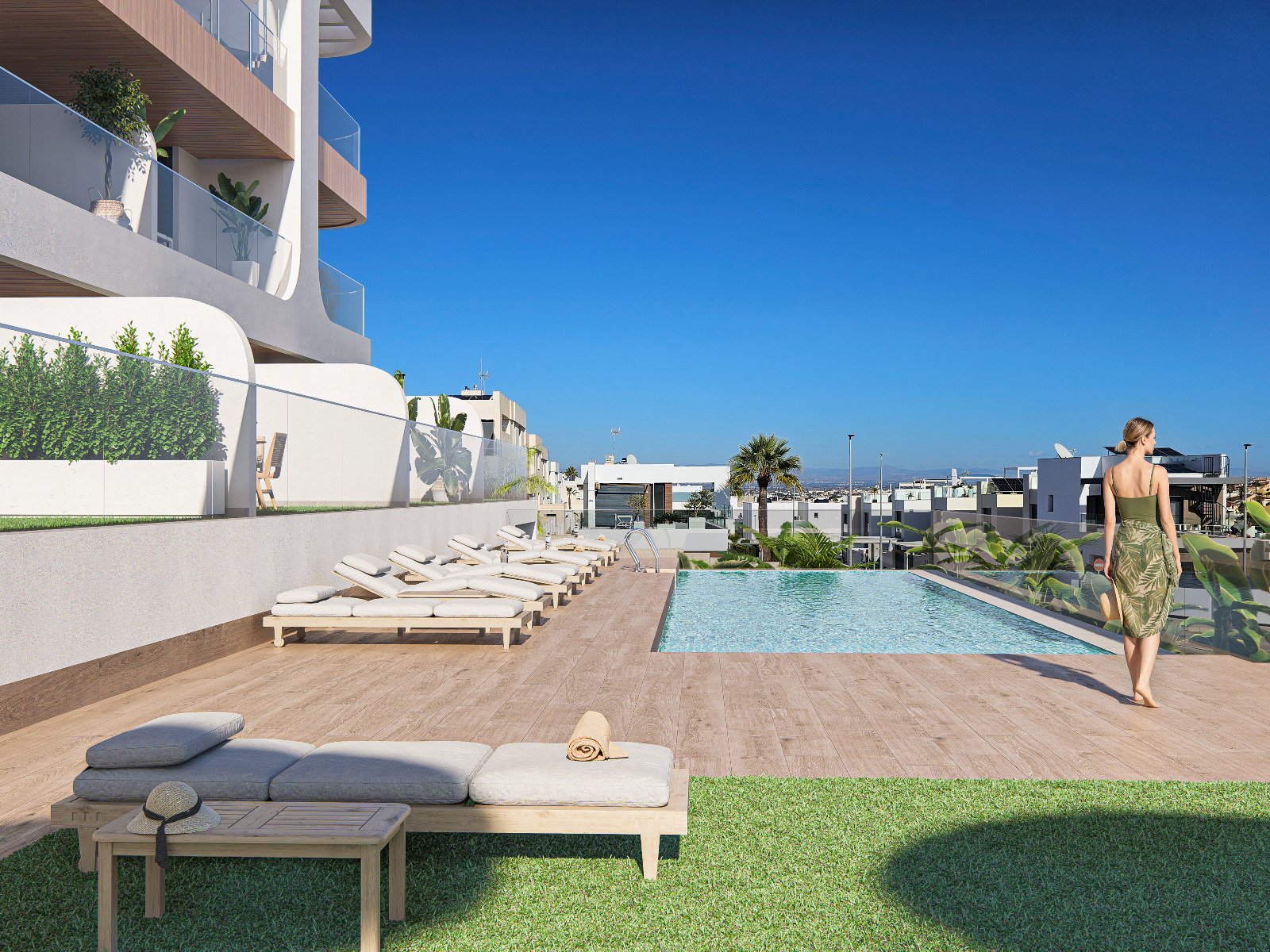 Nowoczesny apartament z basenem i ogrodem, Benijófar
