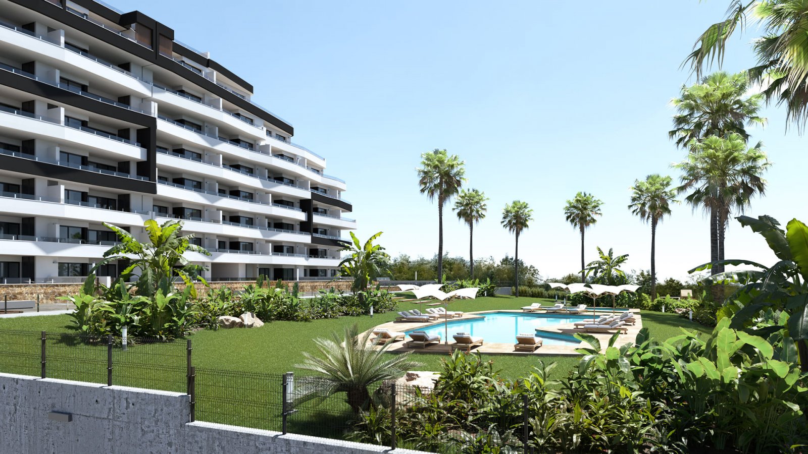 Elegantes Apartment am Strand, mit Garten und Pool, San Miguel de Salinas