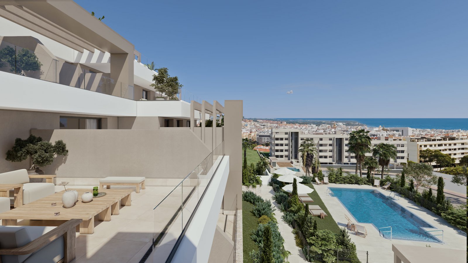 Eleganckie apartamenty nad morzem, basen wspólny, Estepona