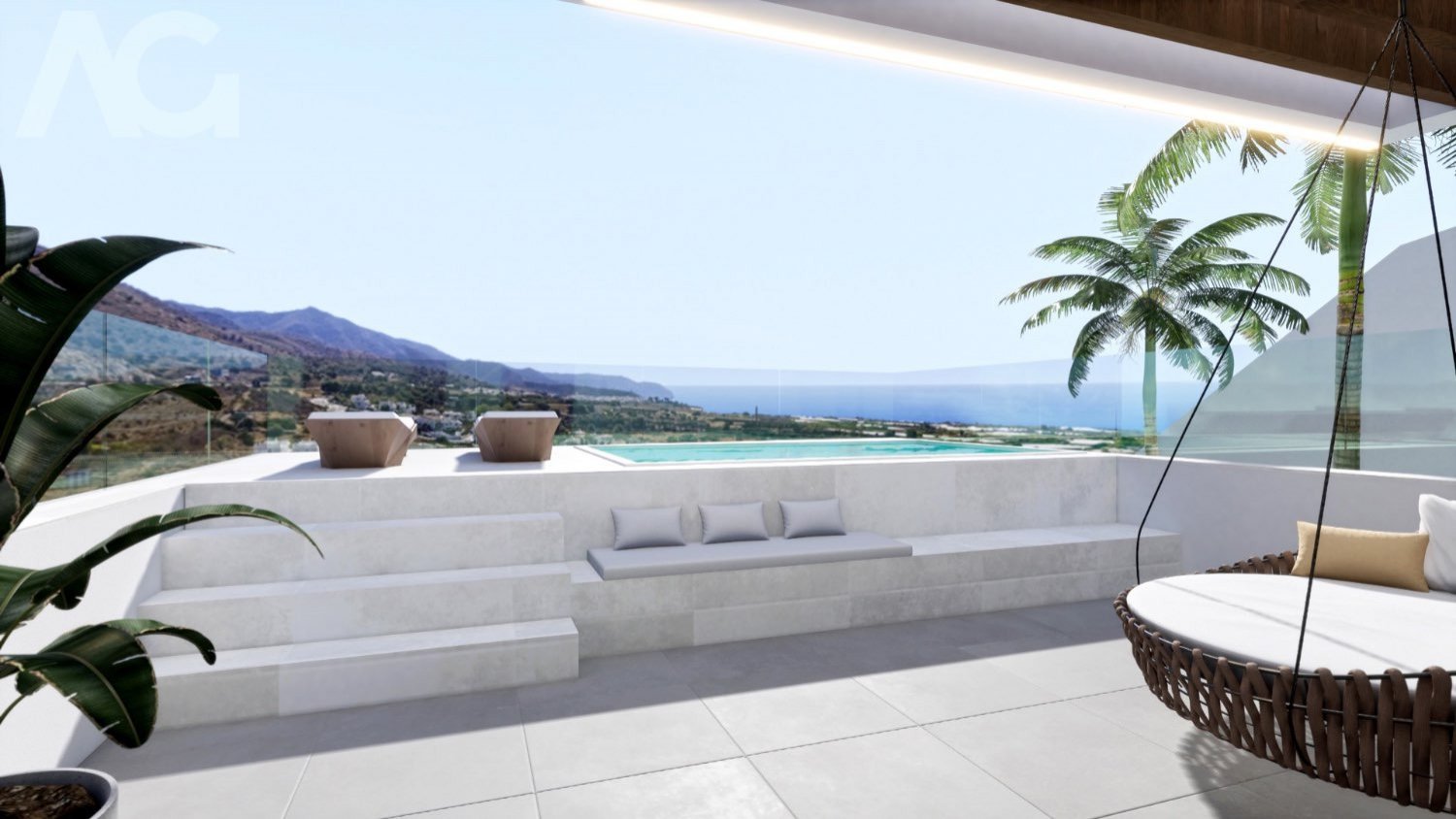 Luksusowy nowy kompleks apartamentów z tarasami, basenem i widokiem na morze w pobliżu plaży Burriana, Nerja, Hiszpania