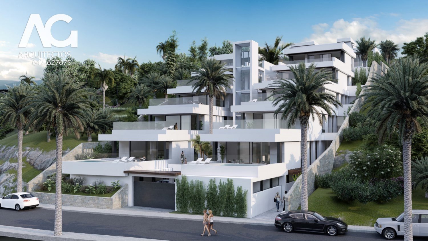 Luksusowy nowy kompleks apartamentów z tarasami, basenem i widokiem na morze w pobliżu plaży Burriana, Nerja, Hiszpania