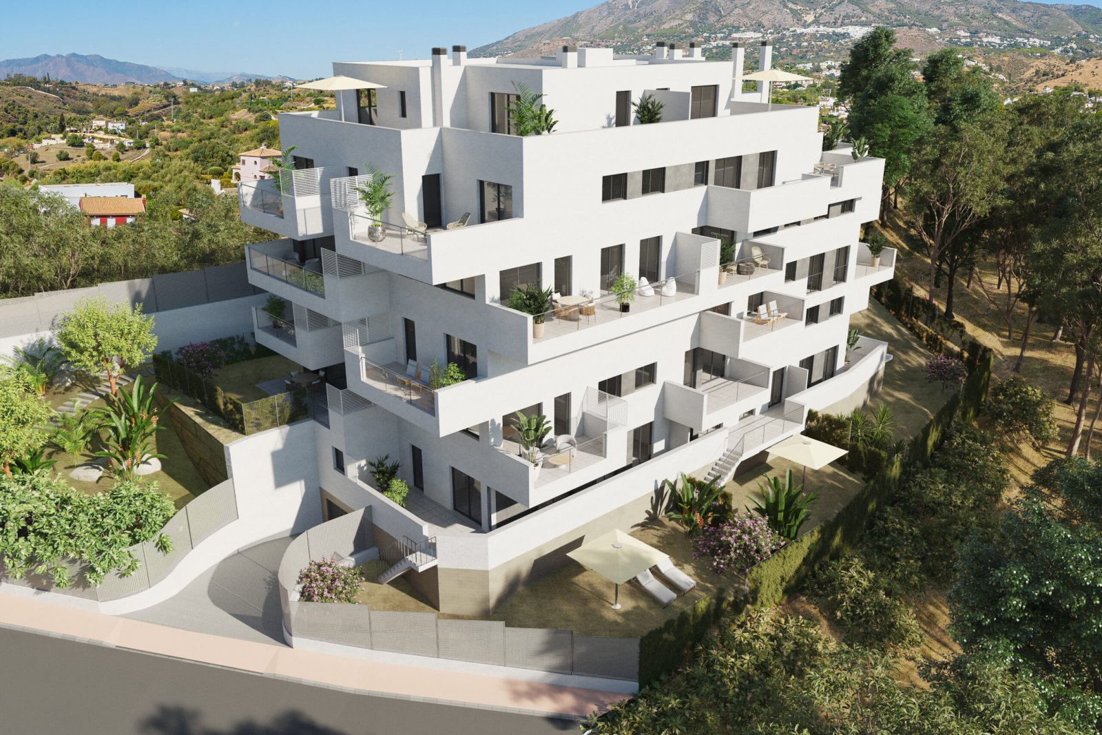 Nowoczesne apartamenty z ogrodem i basenem, 4 km od morza – Mijas