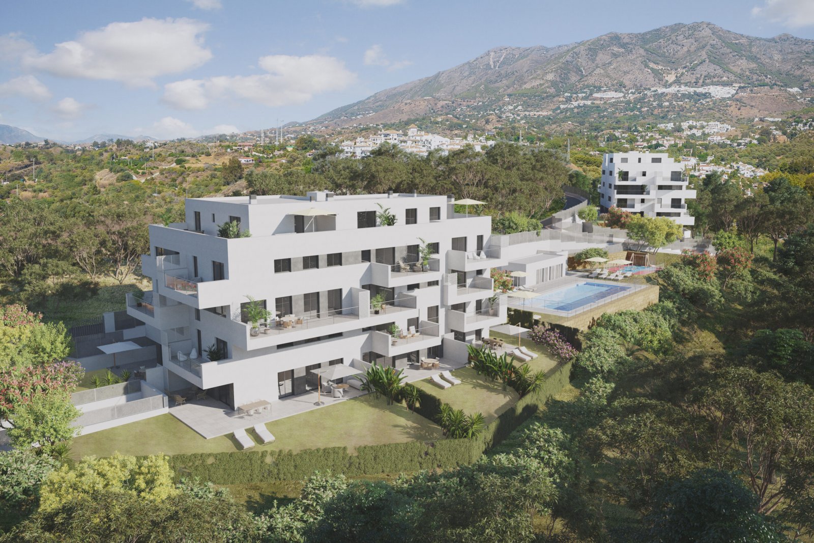 Nowoczesne apartamenty z ogrodem i basenem, 4 km od morza – Mijas