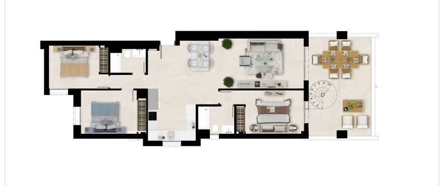 Luxusapartment mit Dachterrasse in einer prestigeträchtigen Wohnanlage neben einem Golfplatz