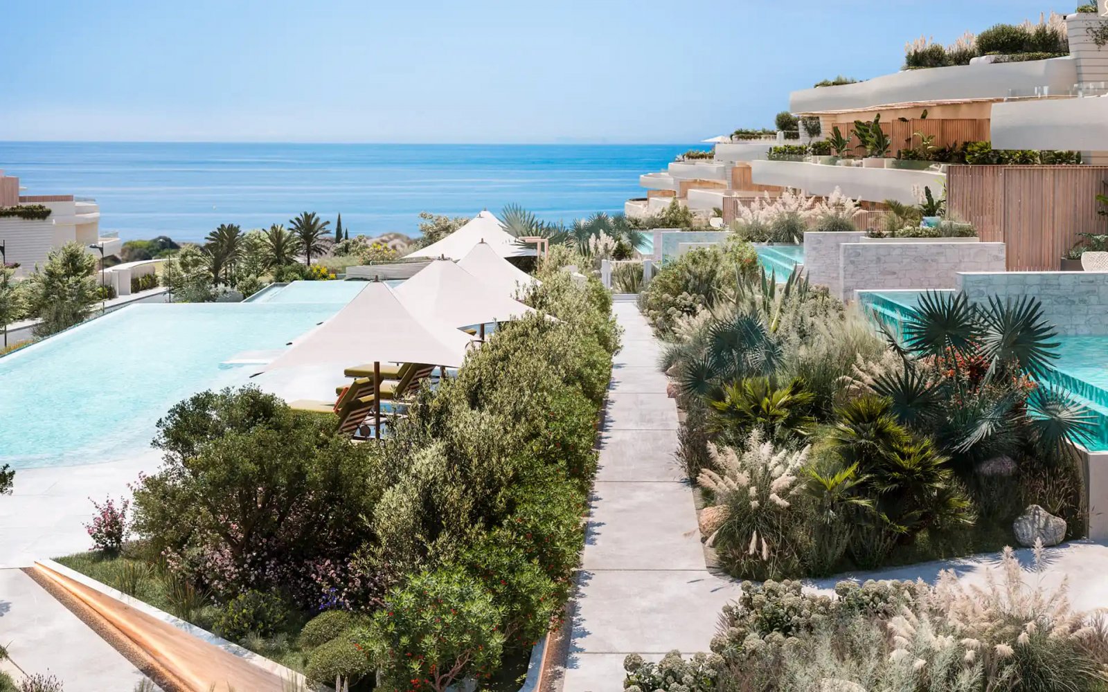 Эксклюзивные таунхаусы и дома на две семьи, пляж на первой линии и частные бассейны, Марбелья.