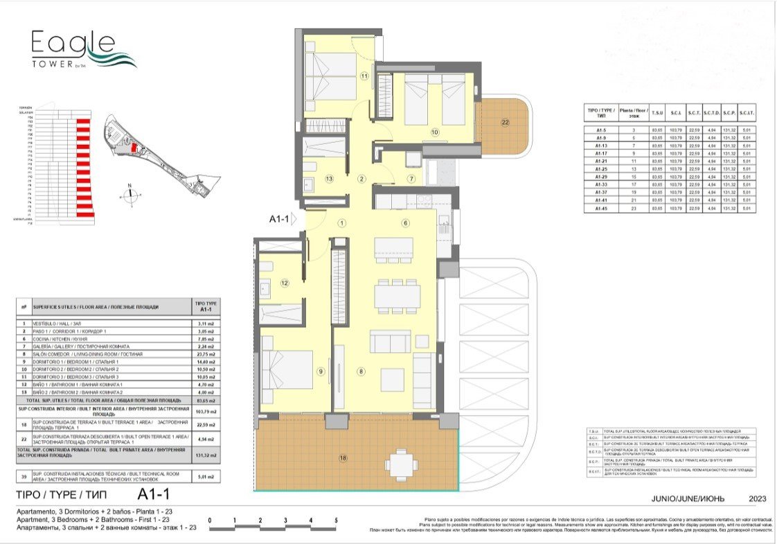 Просторная квартира с панорамным видом на море и поле для гольфа в Бенидорме.