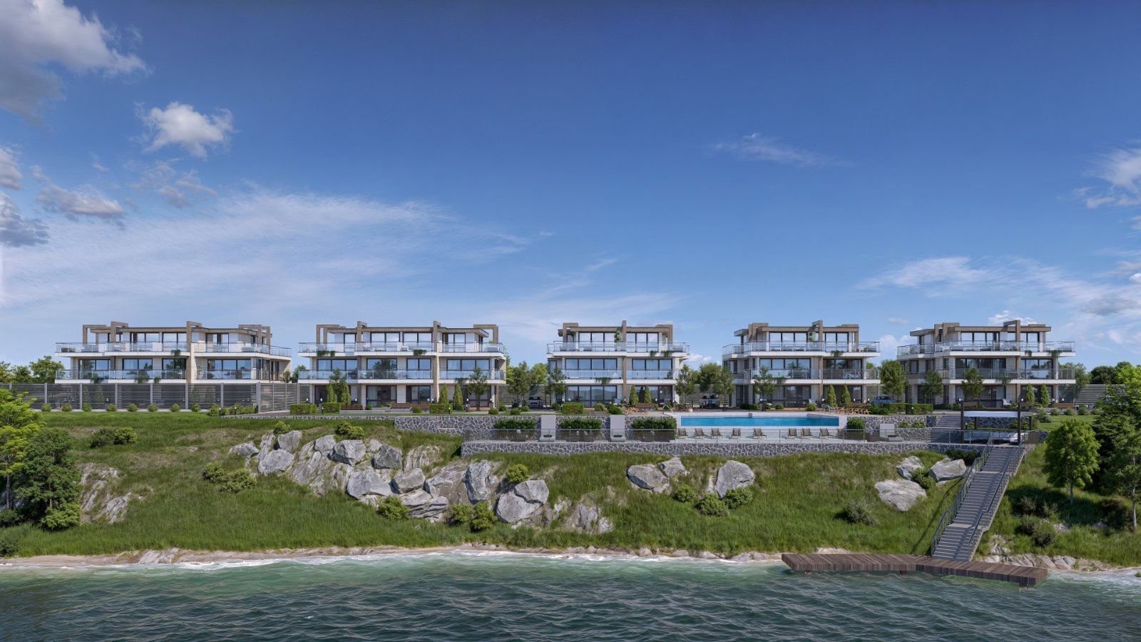 Бухта Бургас, район Лахана (между Поморие и Сарафово)  Дата завершения: декабрь 2027 года  Цена от €2 150 за кв.м  Ультра первая линия у моря – на