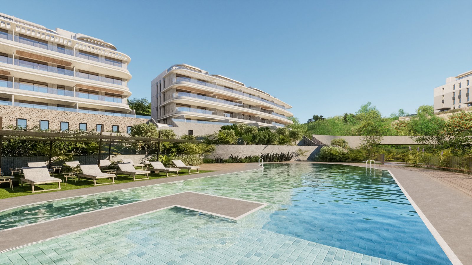 Las Lagunas de Mijas, Málaga: Современные апартаменты у моря, вид на море, Лас Лагунас де Михас 