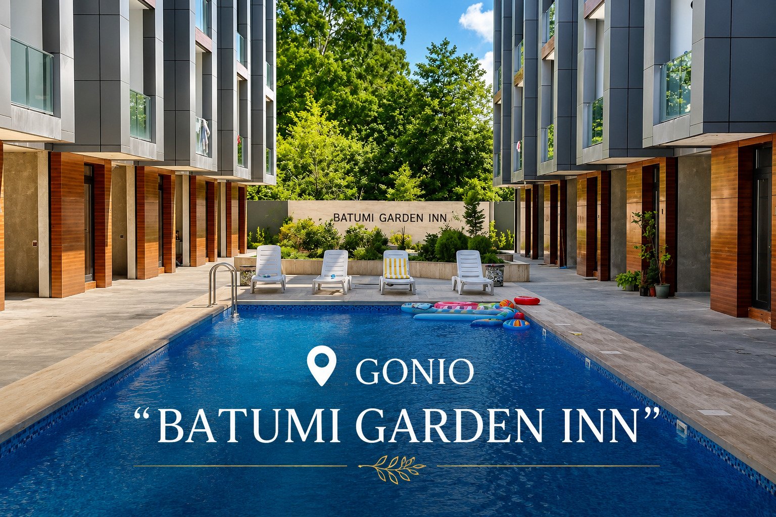 Современный трехэтажный таунхаус в Batumi Garden Inn, Батуми, Грузия – частный гараж, терраса и бассейн