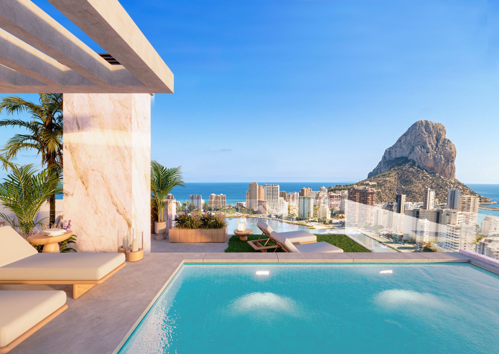 Calpe, Alicante: Роскошные апартаменты у моря, общий бассейн, Кальпе 