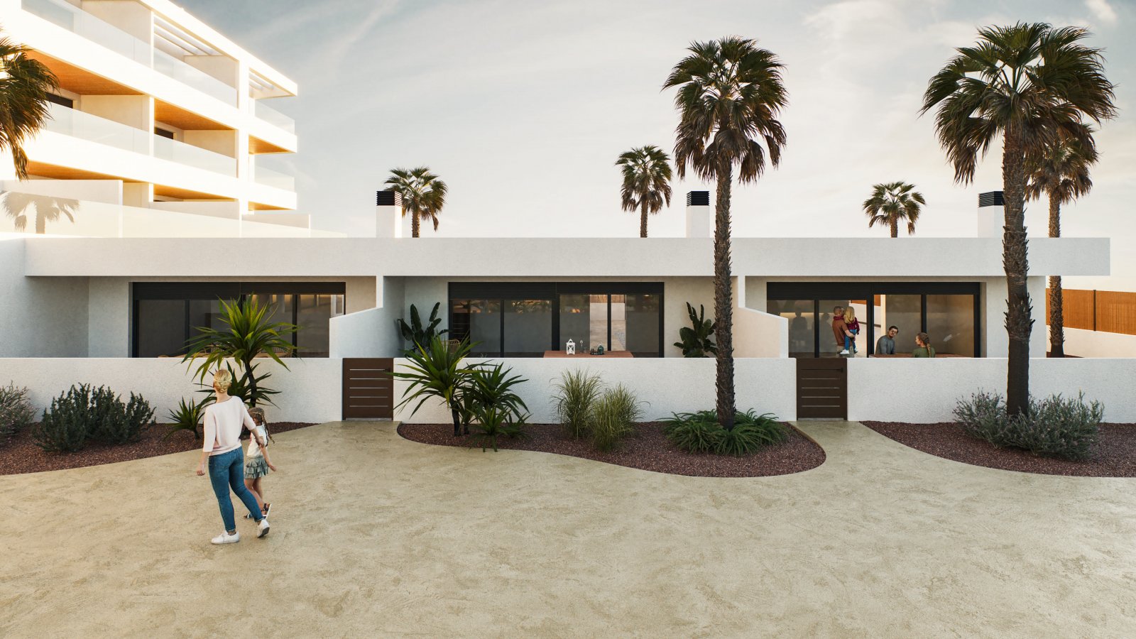 Современные таунхаусы в Торревьехе, в 300 м от моря, с садом.